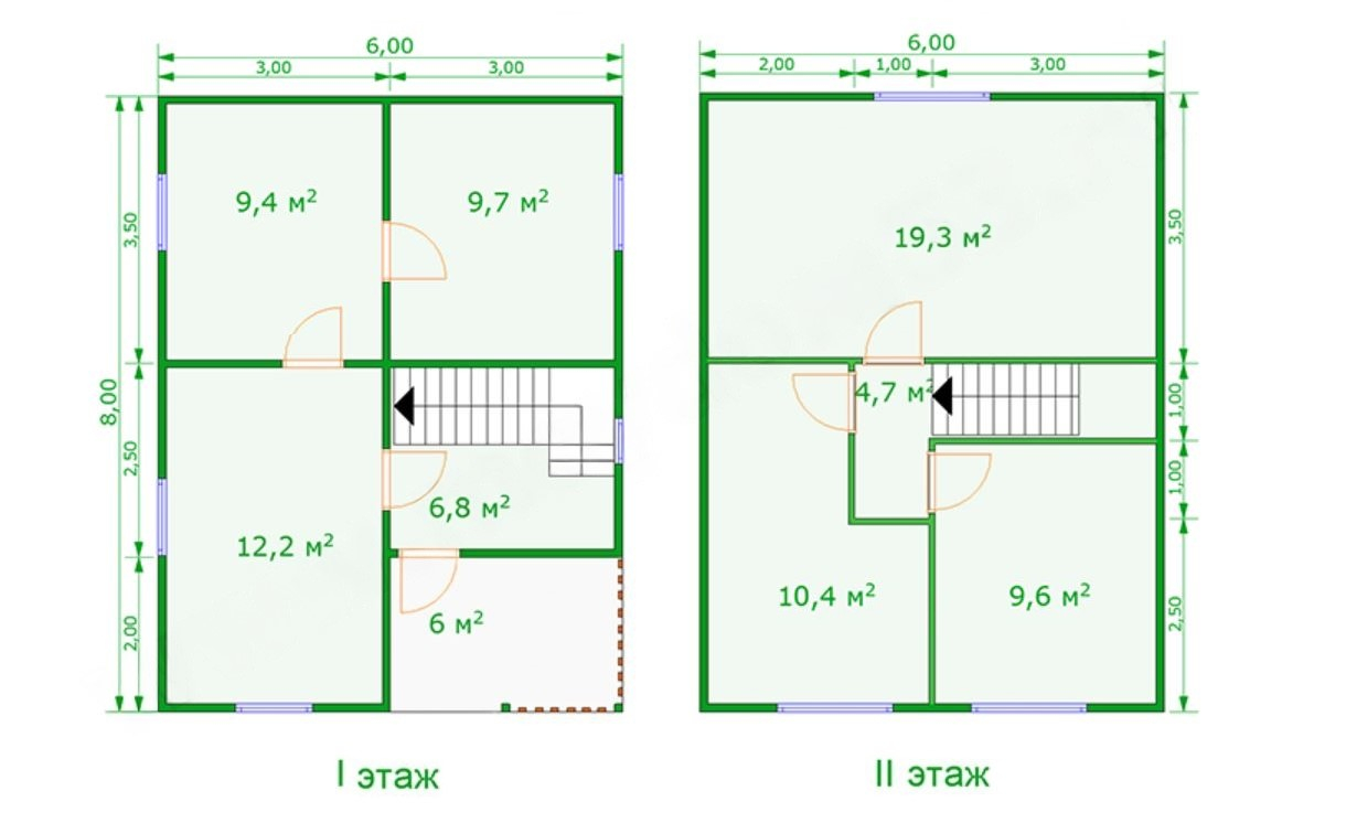 План дома 6 на 8 двухэтажный